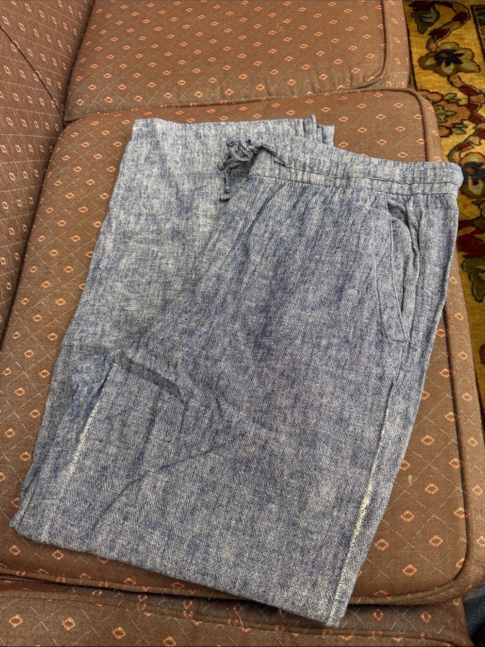 Old Navy Women's Wide Leg Drawstring Pants in Heather Blue